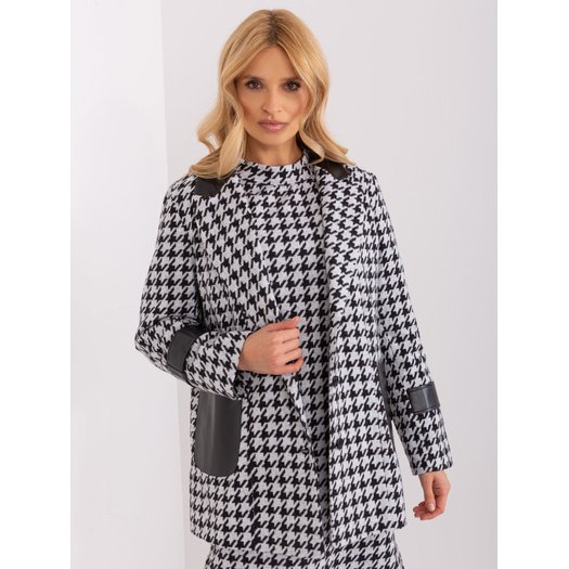 Švarkas moterims -LK-MA-509511.99-balta-juoda