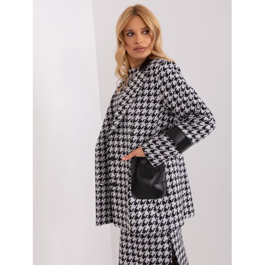 Švarkas moterims -LK-MA-509511.99-balta-juoda