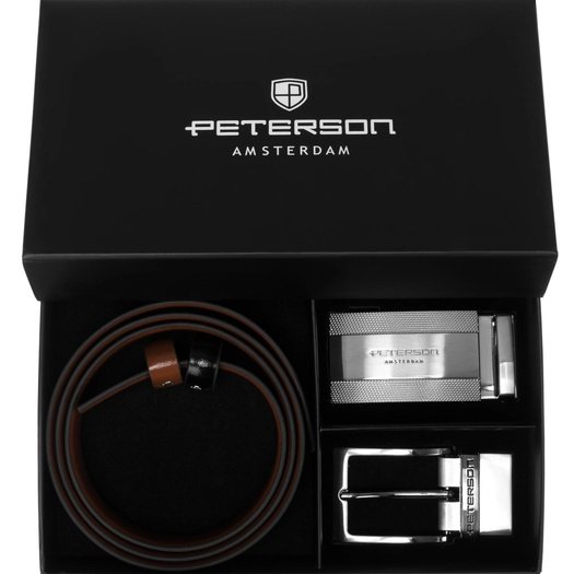 Men's belt gift set Peterson PTN KL-B007-S001 BLACK-BROWN