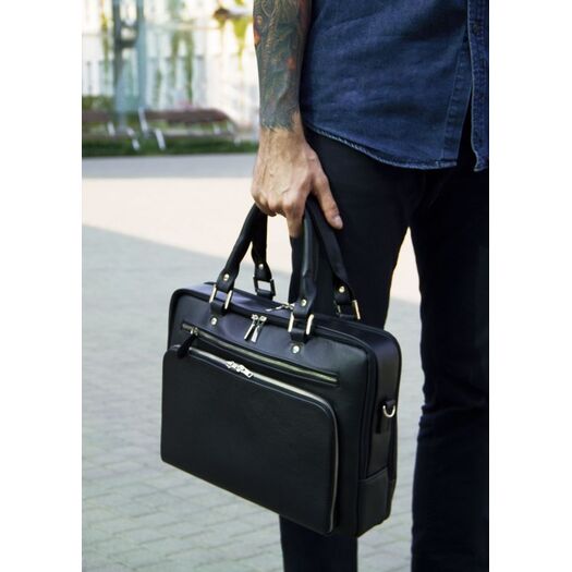 Genuine leather laptop bag Solier SL24 Shannon dark brown 2