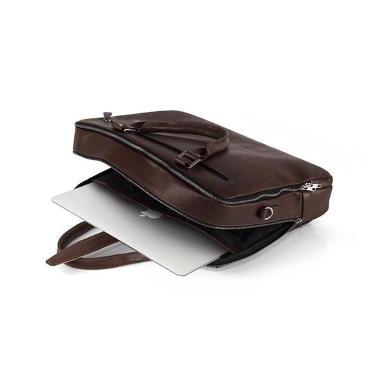 Genuine leather laptop bag Solier SL24 Shannon dark brown 8