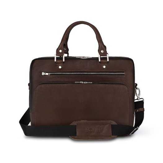 Genuine leather laptop bag Solier SL24 Shannon dark brown 10