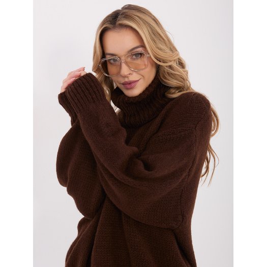 Sweter-IN-SW-3176.26-ciemny brązowy