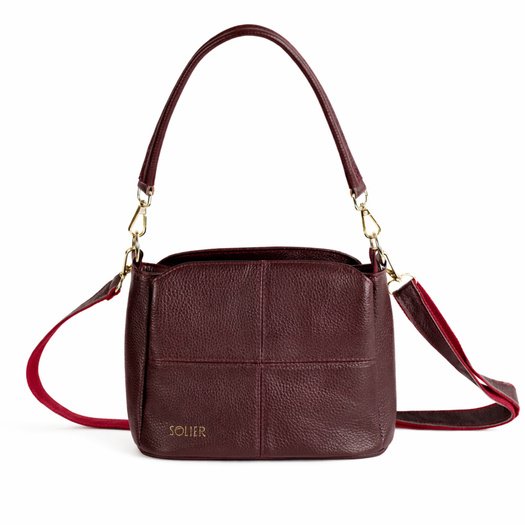 Women&rsquo;s Leather Crossbody Bag Solier FL50 Cassia &ndash; Burgundy