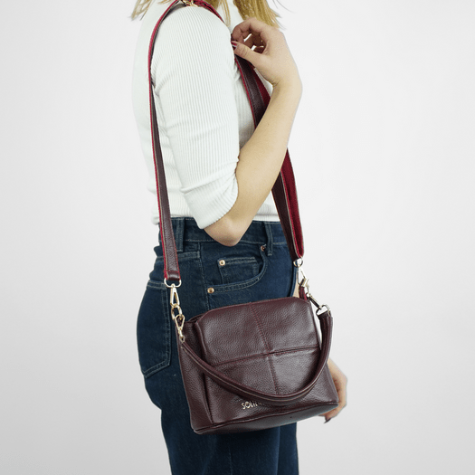 Women&rsquo;s Leather Crossbody Bag Solier FL50 Cassia &ndash; Burgundy 7