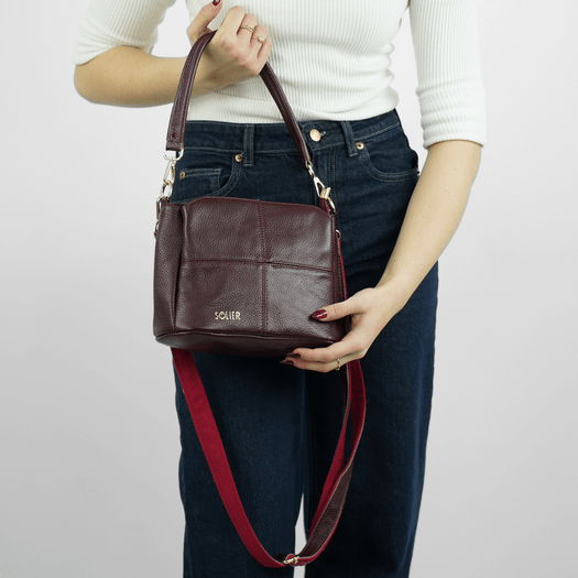 Women&rsquo;s Leather Crossbody Bag Solier FL50 Cassia &ndash; Burgundy 2