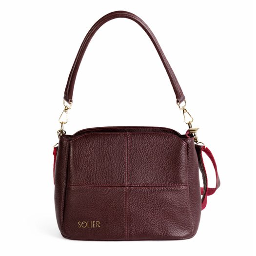Women&rsquo;s Leather Crossbody Bag Solier FL50 Cassia &ndash; Burgundy 1