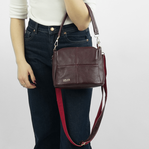 Women&rsquo;s Leather Crossbody Bag Solier FL50 Cassia &ndash; Burgundy 3
