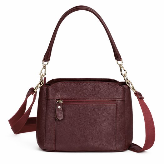 Women&rsquo;s Leather Crossbody Bag Solier FL50 Cassia &ndash; Burgundy 4