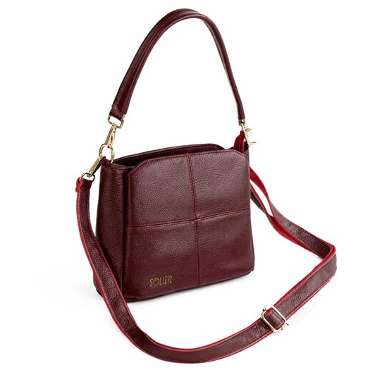 Women&rsquo;s Leather Crossbody Bag Solier FL50 Cassia &ndash; Burgundy 5
