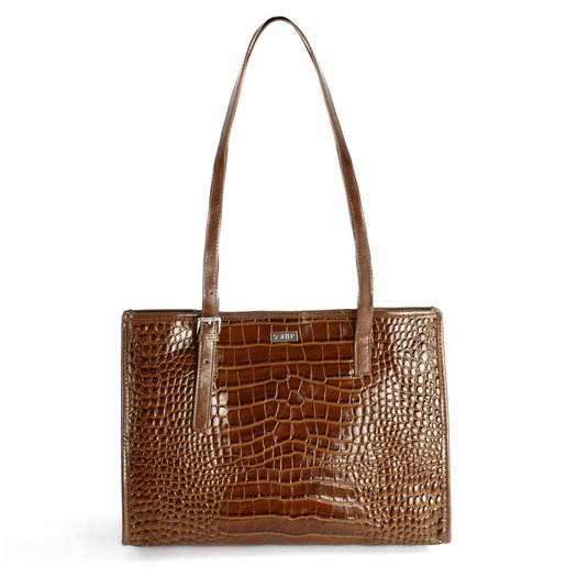 Leather Textured Shopper Shoulder Bag Solier FL55 Lune &ndash; Brown 3