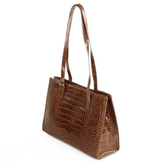 Leather Textured Shopper Shoulder Bag Solier FL55 Lune &ndash; Brown 5