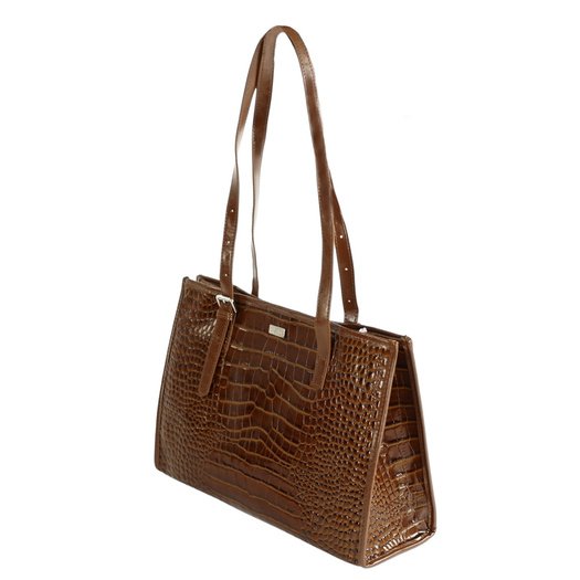 Leather Textured Shopper Shoulder Bag Solier FL55 Lune &ndash; Brown 4