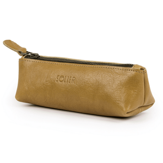 Leather pencil case Solier SA51 black