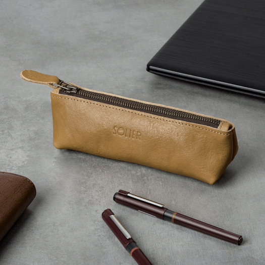 Leather pencil case Solier SA51 black 3
