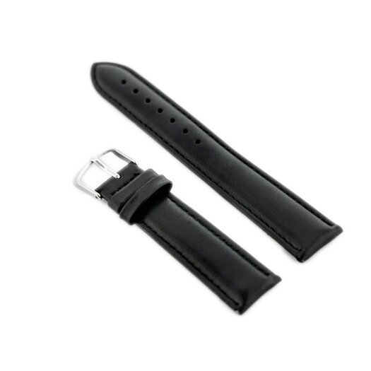 Pasek skórzany do zegarka W83L - czarny - 22mm
