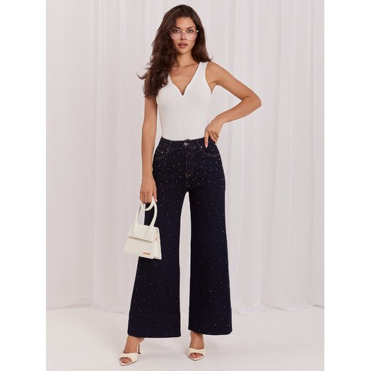 Spodnie jeans-IR-SP-K877-1.14-granatowy