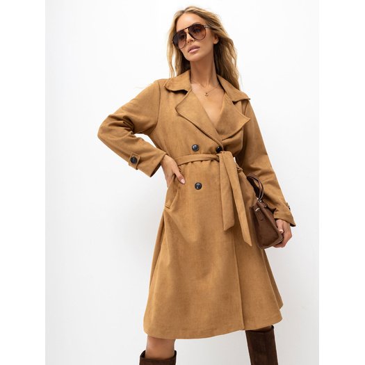 Paltas moterims MI-PL-A515116.84 camel spalvos