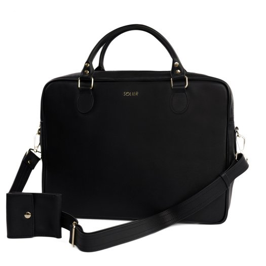 Genuine leather woman s laptop bag FL24 Venice black with snake pattern