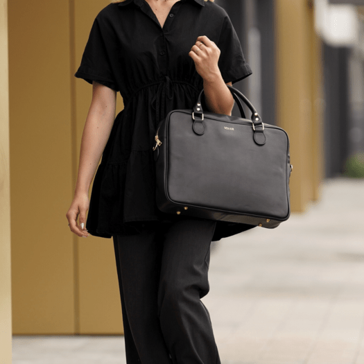 Genuine leather woman s laptop bag FL24 Venice black with snake pattern 2