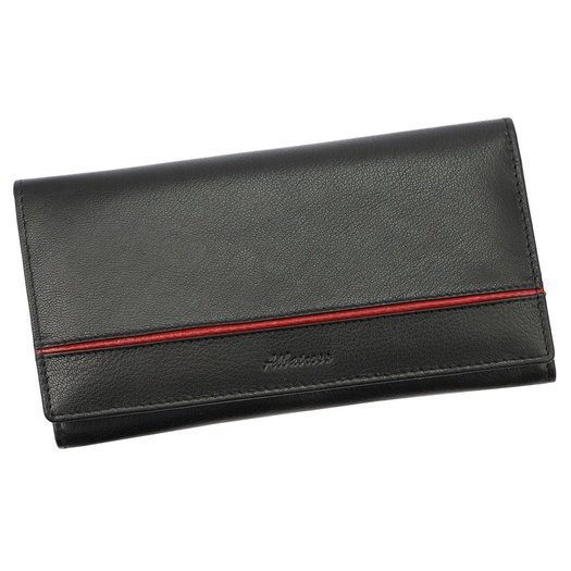 Red and black Genuine Leather Women's Wallet Albatross GN LW-L06 PIPE