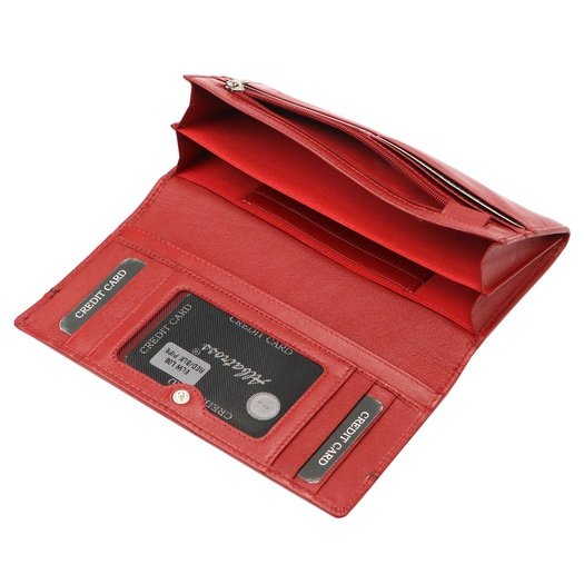 Red and black Genuine Leather Women's Wallet Albatross GN LW-L06 PIPE