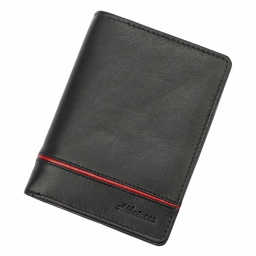 Red and black Genuine Leather Women's Wallet Albatross GN LW-S04 PIPE