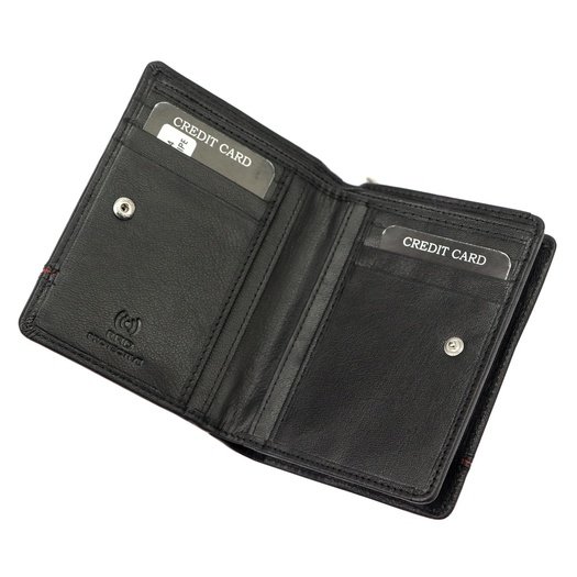Red and black Genuine Leather Women's Wallet Albatross GN LW-S04 PIPE