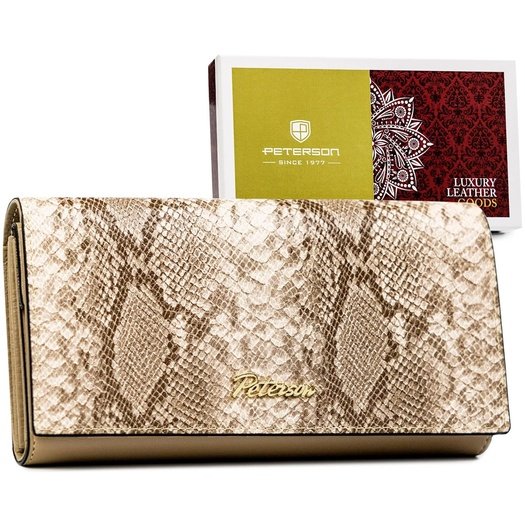 Grey or red Genuine Leather Women's Wallet Peterson PTN SM-411