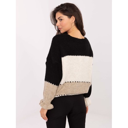 Sweter-MI-SW-0903.87-czarno-beżowy