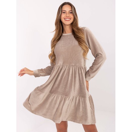 Sukienka-D10040Z30289-ciemny bezowy 1