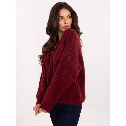 Sweter-MI-SW-0919.18-bordowy