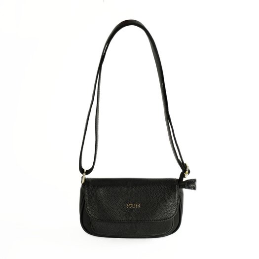 Small Leather Crossbody Bag Solier FL51 Yselle &ndash; Black 1