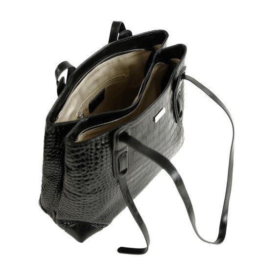 Large Leather Shopper Bag Solier FL56 Alen &ndash; Black 5