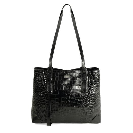 Large Leather Shopper Bag Solier FL56 Alen &ndash; Black 1