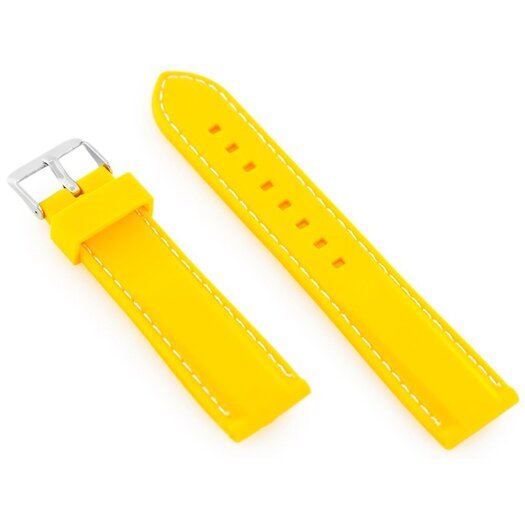 Pasek gumowy do zegarka przeszywany żółty 18mm