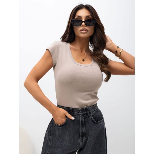 T-shirt-RV-TS-A1360.02P-ciemny bezowy 1