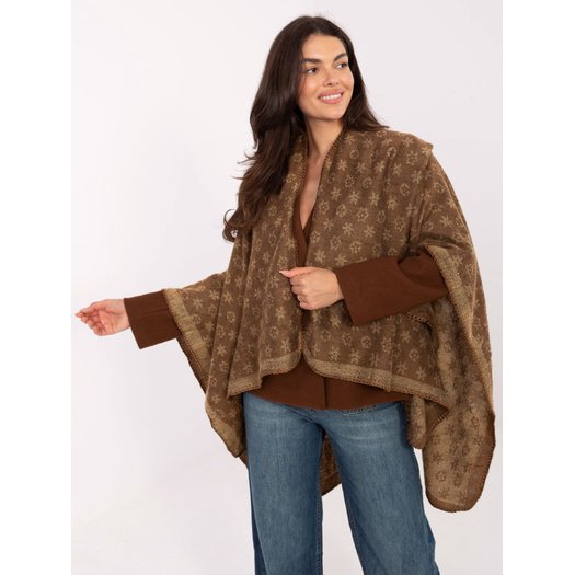 Women's poncho AT-PN-7661.89, camel