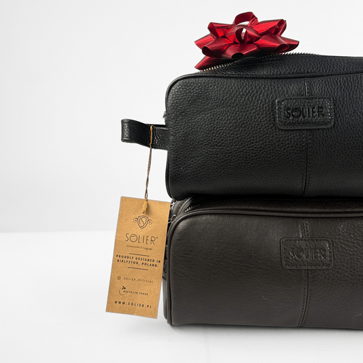 ELEGANTIŠKA NATŪRALIOS ODOS KOSMETINĖ VYRAMS SOLIER SK02 SZETLAND - Ruda 1