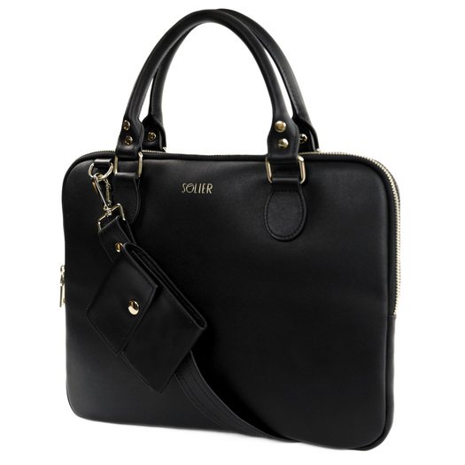 Genuine leather woman s laptop bag 13,3   FL26 Alcamo black with snake pattern