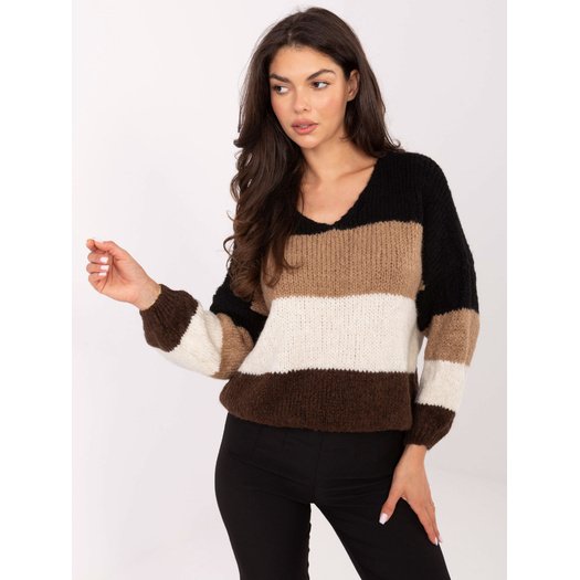 Sweter-MI-SW-0409.85-czarno-brązowy 2