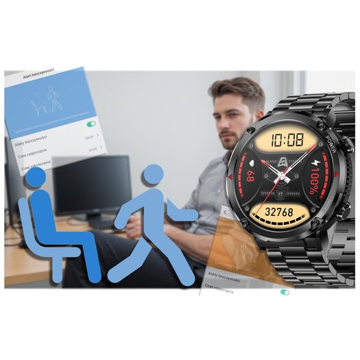 SMARTWATCH MĘSKI GRAVITY GT21-1 - BLUETOOTH CALL, DODATKOWY PASEK (sg025a)