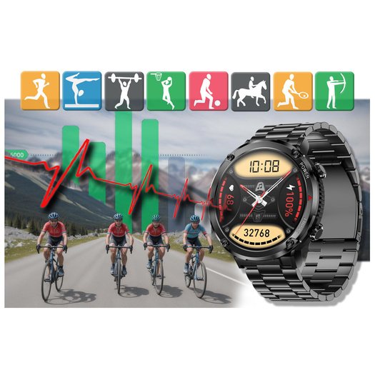 SMARTWATCH MĘSKI GRAVITY GT21-1 - BLUETOOTH CALL, DODATKOWY PASEK (sg025a)