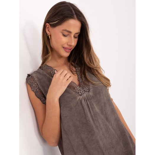 Bluzka-MI-BZ-7975.09P-ciemny bezowy Bluzka-MI-BZ-7975.09P-ciemny bezowy