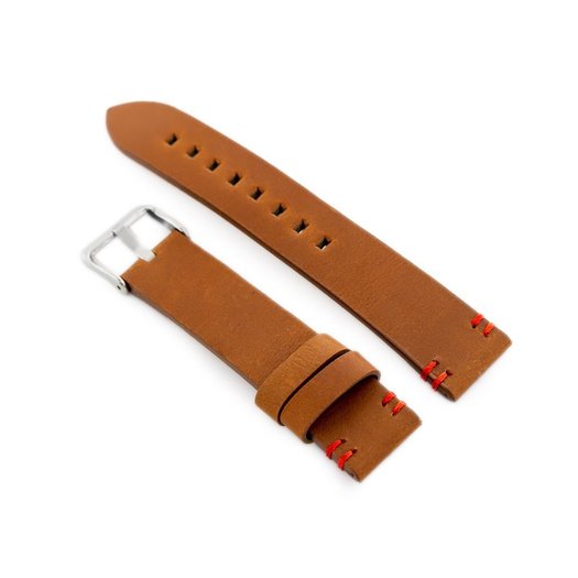 W110 leather watch strap - brown/red - 22mm 1