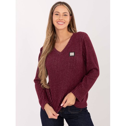 Sweter-RV-SW-A1025.80-bordowy