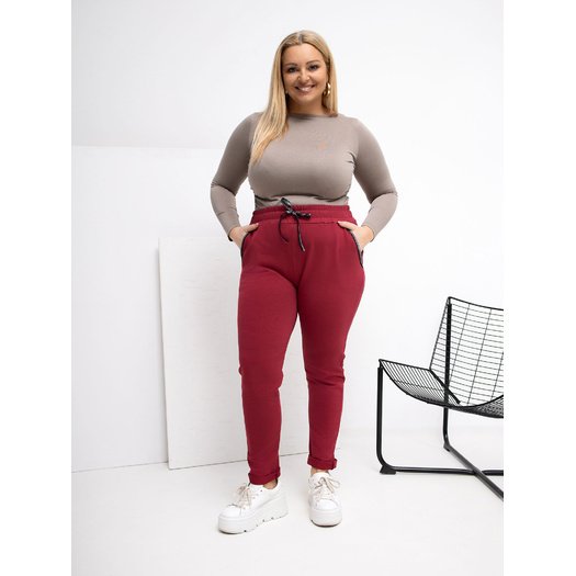 Spodnie dresowe-RV-DR-4765.52-bordowy