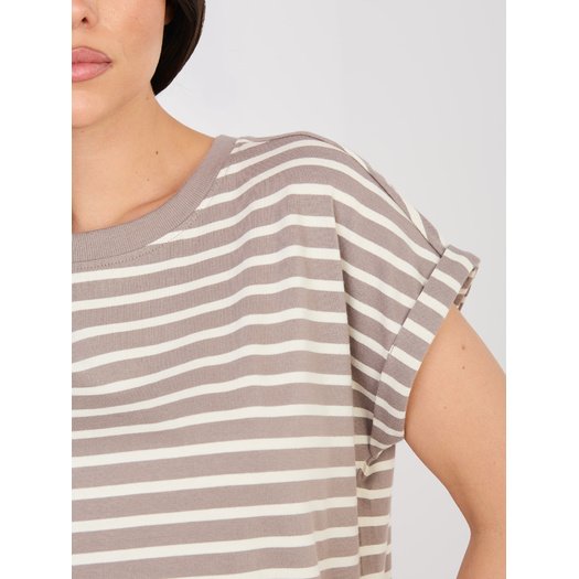 T-shirt-D12127M02858A-ciemny bezowy