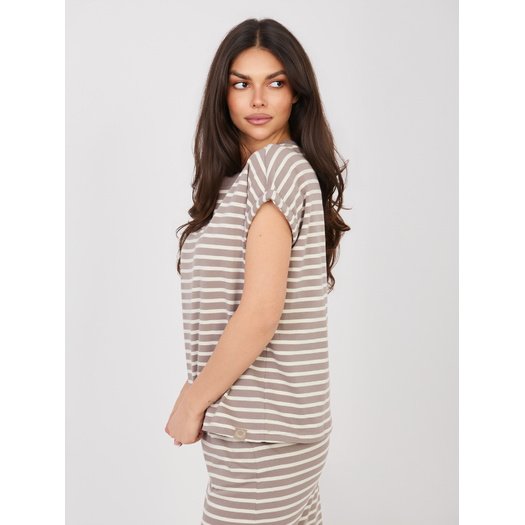 T-shirt-D12127M02858A-ciemny bezowy 2