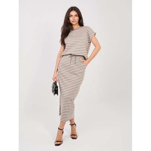 T-shirt-D12127M02858A-ciemny bezowy 4